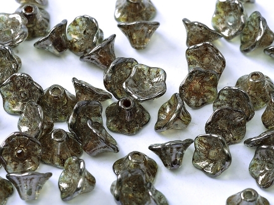 Picture of Flower Cup Beads 7x5mm Crystal Blue Luster x50
