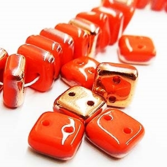 Picture of Chexx 2 Hole 6mm Coral Apollo Gold x50