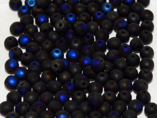 Picture of Round beads 4mm round Jet Azzuro Full Mat x100