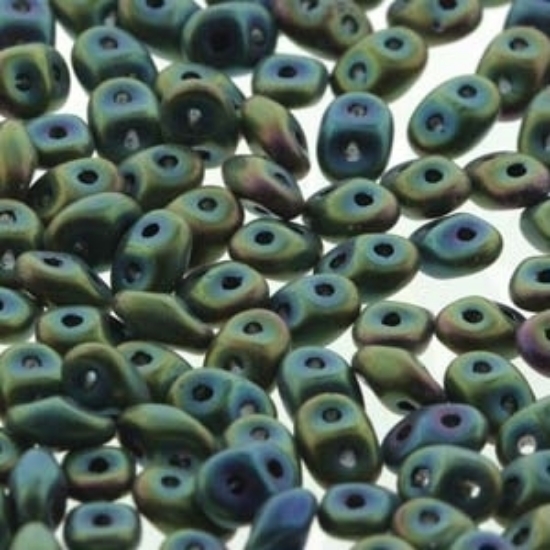 Picture of MiniDuo 2x4mm Jet Green Iris Mat x10g