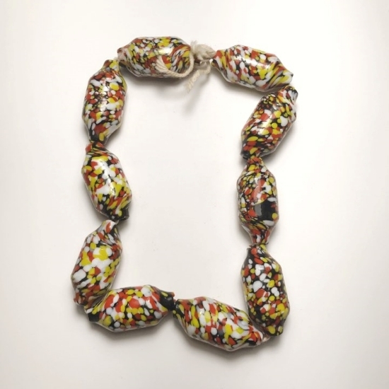 Picture of Vintage Indian Glass Beads 40x20mm Multi-Color x10