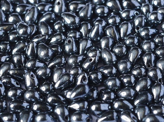 Picture of Side Drill Tear Drop 6x4mm Jet Hematite x25