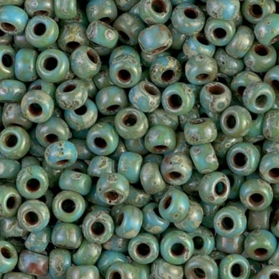 Picture of Miyuki Rocaille 6/0 4514 Picasso Seafoam Green x10g