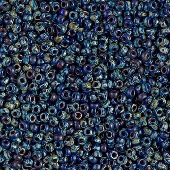 Picture of Miyuki Rocaille 11/0 4518 Picasso Opaque Cobalt Light Picasso x10g