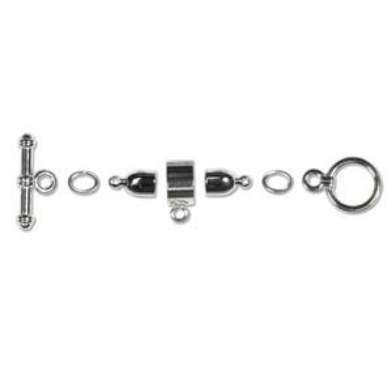 Picture of Kumihimo Finding Set ⌀4mm Bullet Silver Plated