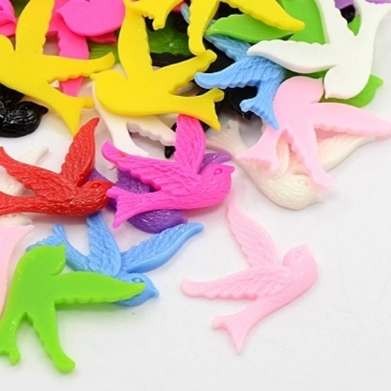 Picture of Cabochon Resin Bird 22x24mm Color Mix x20