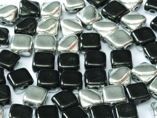 Bild von Silky Beads 2-hole 6mm Jet Labrador x50