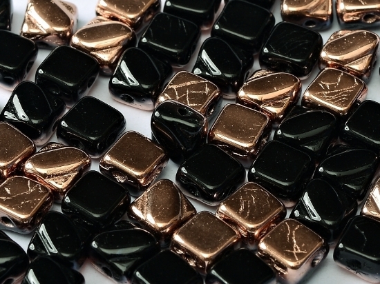 Picture of Silky Beads 2-hole 6mm Jet Capri Gold x50