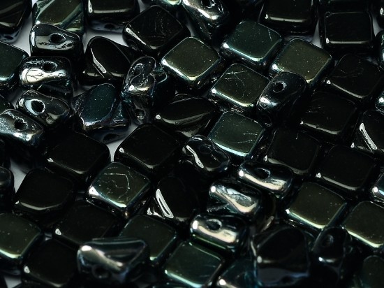 Bild von Silky Beads 2-hole 6mm Jet Celsian x50