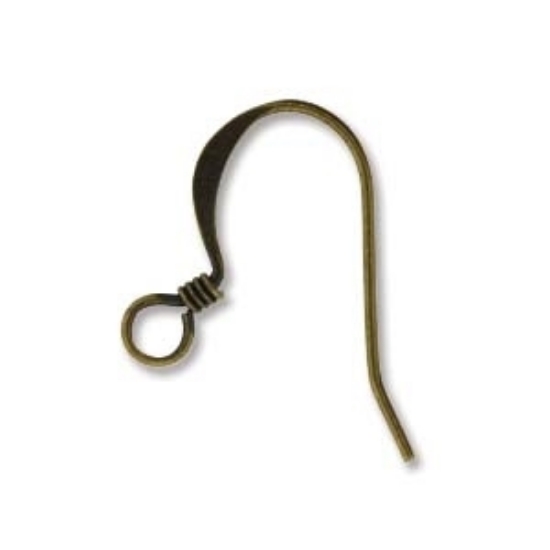 Picture of Hook Ear Wire 18mm Antique Brass Plate x24