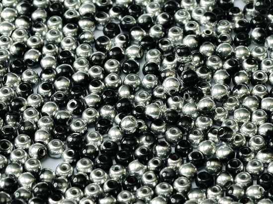 Picture of Czech Glass bead 6mm round Jet Labrador x100