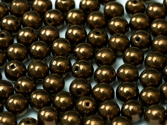 Picture of Czech Glass bead 6mm round Jet Bronze x100