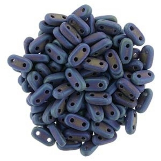Picture of Bar 2-hole 2x6mm Jet Blue Iris Mat x3g