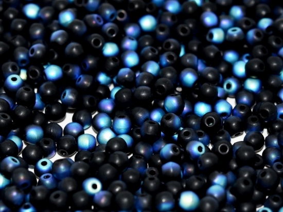 Picture of Round beads 3mm Jet AB Mat x50