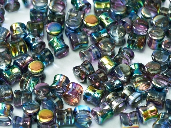 Picture of Diabolo shape beads 4x6mm Crystal Magic Blue x50