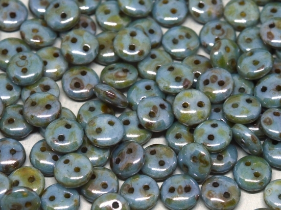 Picture of 2-hole Lentils 6mm Chalk Lazure Blue x50