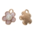 Picture of Charm Enamel Flower 14x11mm Acrylic Pearl Gold Tone Creamrose x5