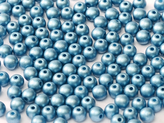 Picture of Round Beads 4mm Metallic Sea Blue x100