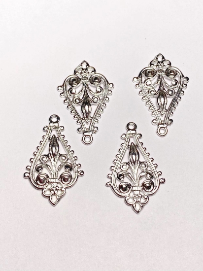 Picture of Filigree Drop 30x20mm Silver Plate x1