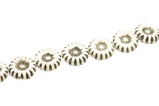 Picture of 2-hole Sunflowers 12mm White Jet Inlay x10