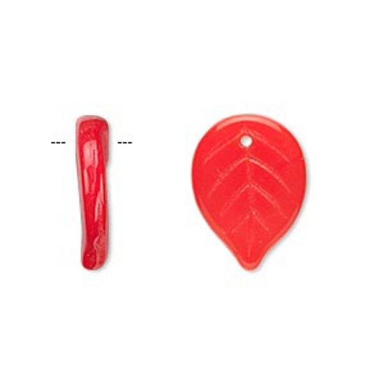 Picture of Leaves 18x13mm Opaque Red x10