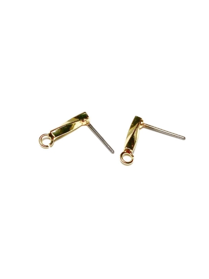 Picture of Earstud Bar Twisted with loop 11 mm 24kt Gold Plated x2