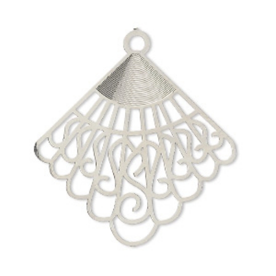 Picture of Filigree Fancy Fan 32x31mm Silver Tone x1