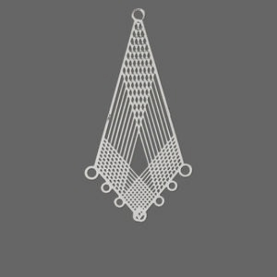 Picture of Filigree Kite with 7 loops 38x21mm Silver Tone x1