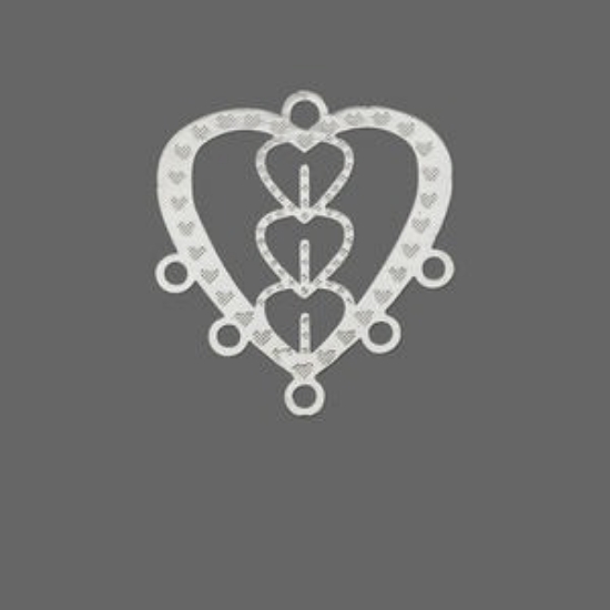 Picture of Filigree Heart with 5 loops 24x22mm Silver Tone x1