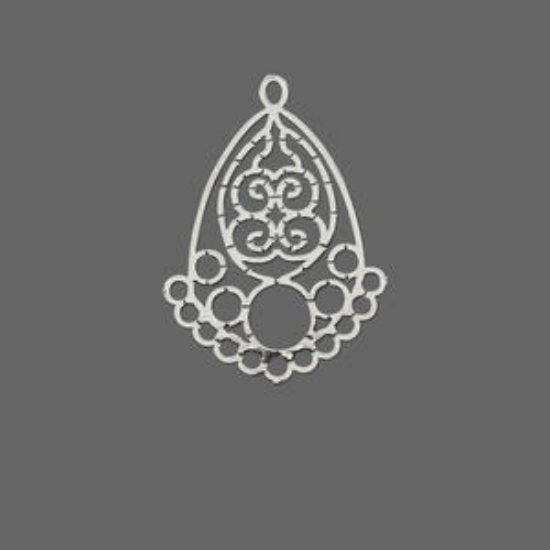 Picture of Filigree Teardrop 23x16mm w/ 11 loops Silver Tone x1