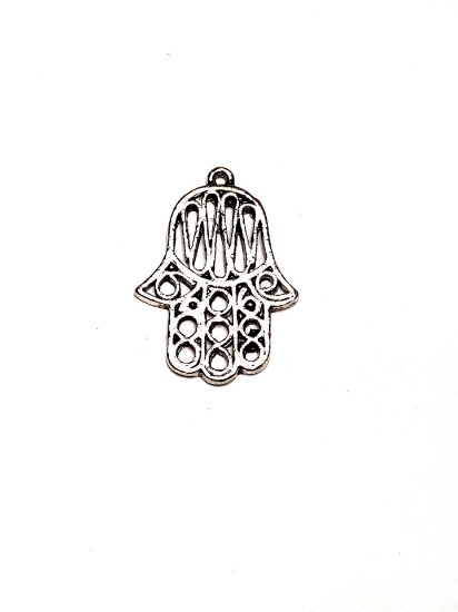 Picture of Charm Hamsa/Fatima Hand 32x23mm Antiqued Silver Tone x1