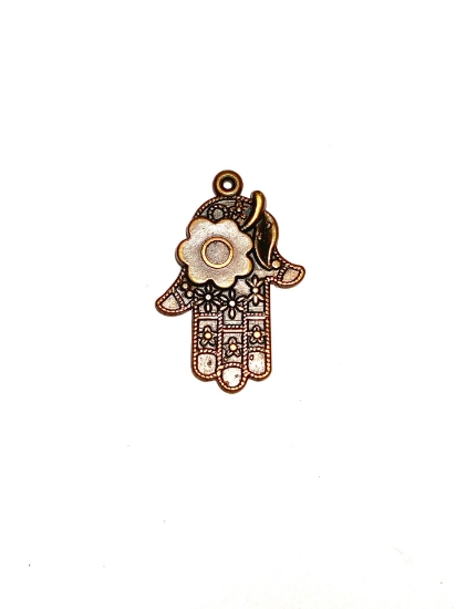 Picture of Charm Hamsa/Fatima Hand 29x17mm Antique Brass x1