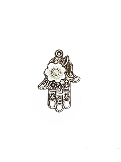 Picture of Charm Hamsa/Fatima Hand 29x17mm Antique Silver x1