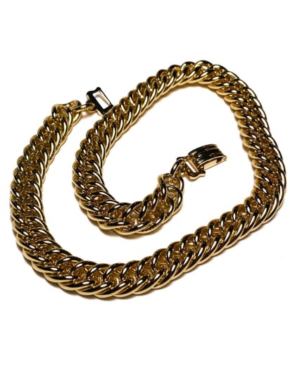 Afbeeldingen van Vintage Eloxal Necklace 40cm Chain Double Twisted 12mm Unfading Gold x1