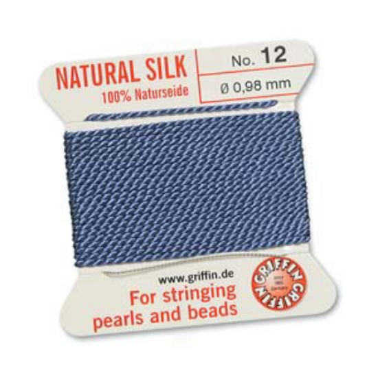 Picture of Griffin Silk Beading Cord & Needle size #12 - 0.98m Blue x2m