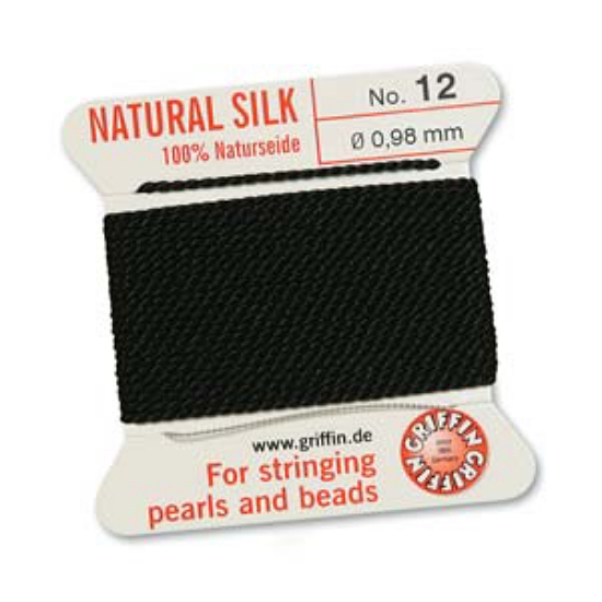 Picture of Griffin Silk Beading Cord & Needle size #12 - 0.98mm Black x2m