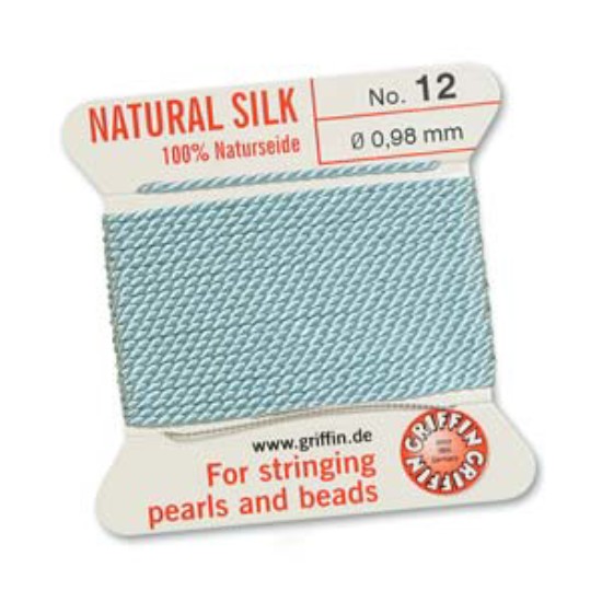 Afbeeldingen van Griffin Silk Beading Cord & Needle size #12 - 0.98mm Turquoise x2m