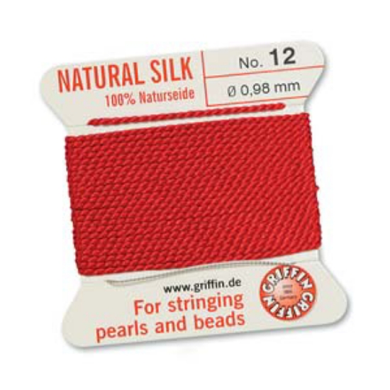 Picture of Griffin Silk Beading Cord & Needle size #12 - 0.98mm Red x2m
