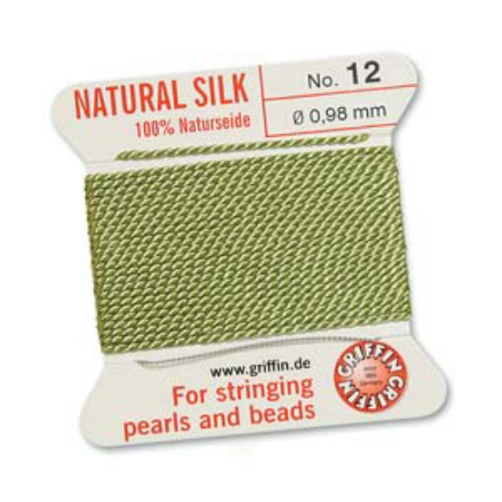 Picture of Griffin Silk Beading Cord & Needle size #12 - 0,98mm Jade Green x2m