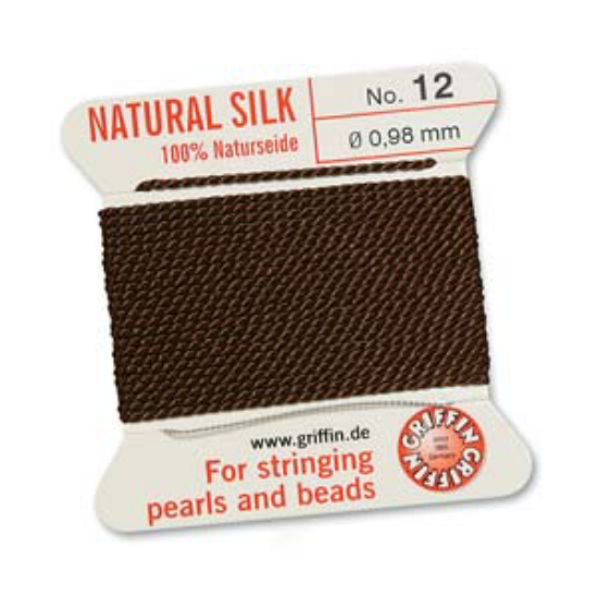 Picture of Griffin Silk Beading Cord & Needle size #12 - 0,98mm Brown x2m