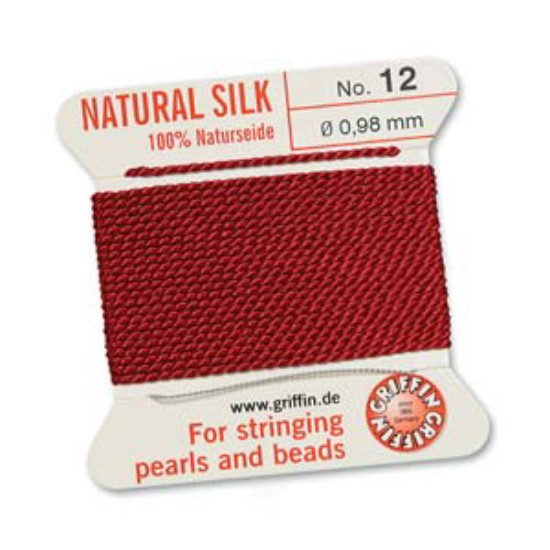 Afbeeldingen van Griffin Silk Beading Cord & Needle size #12 - 0.98mm Garnet x2m