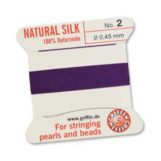 Picture of Griffin Silk Beading Cord & Needle size #2 - 0,45mm Amethyst x2m