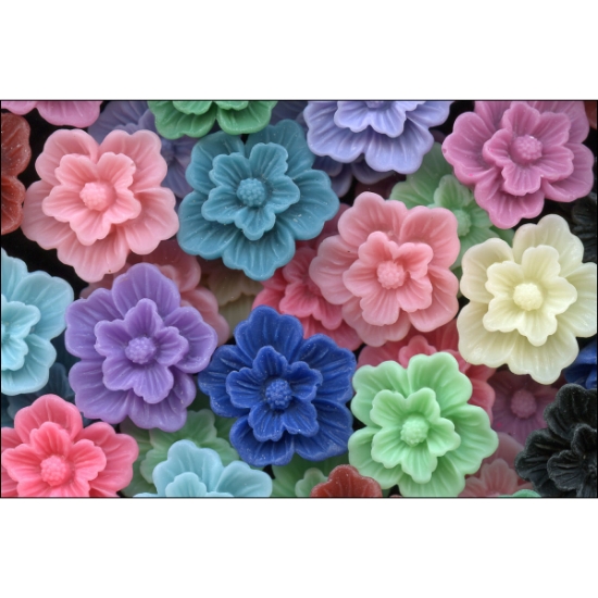 Picture of Resin Cherry Blossoms Flower 22mm Color Mix x10