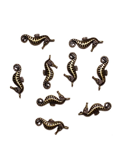 Picture of Pendant Seahorse 22mm Bronze x10