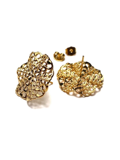 Picture of Earstud 25mm Wave w/clutch Gold Plated x2