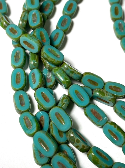 Picture of Table Cut 10x6mm Green Turquoise Dark Travertin x15