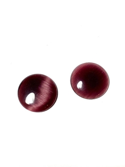 Picture of Cabochon cat's eye glass 18mm round Amethyst x2