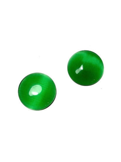 Picture of Cabochon cat's eye glass 18mm round Green x2