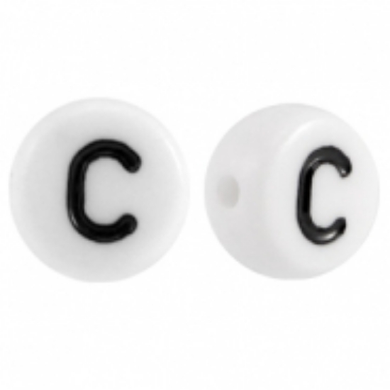 Picture of Letter Beads 7mm Round  "C" x50