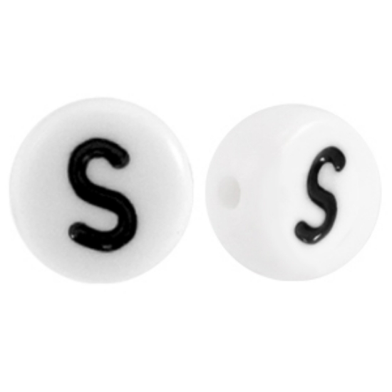 Picture of Letter Beads 7mm Round  "S" x50